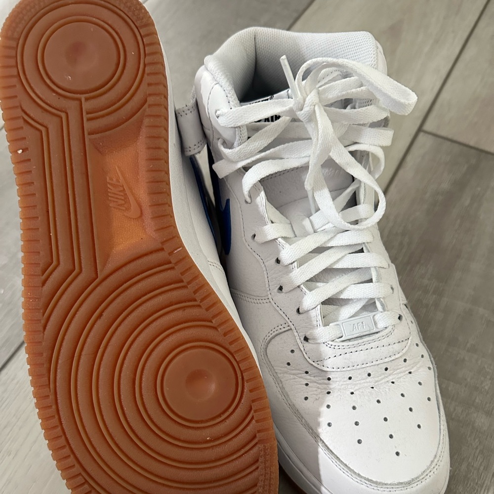 White and Blue Nike Air-Force Mids